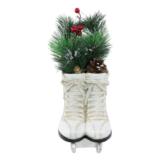 Northlight LED Lighted Ice Skates with Floral Arrangement Christmas Decoration - 12" White {4}