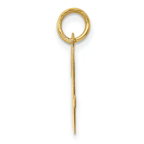 14K Yellow Gold Medium Script Initial Letter V Charm Jewerly 19mm x 10mm {3}