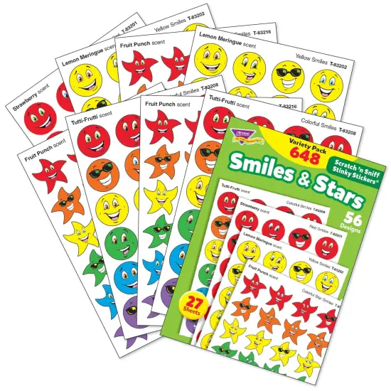 Smiles & Stars Stinky Stickers&reg; Variety Pack, 648 Per Pack, 2 Packs {2}