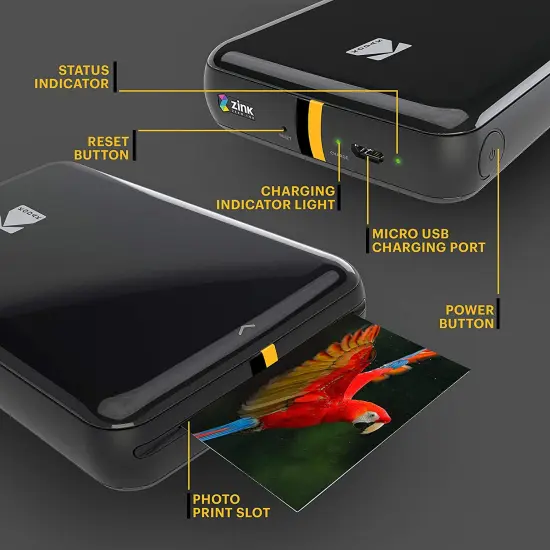 Kodak Step Mobile Instant Photo Printer, Portable Printer Compatible with iOS & Android Pink {12}