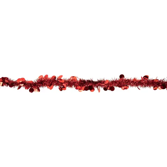 Northlight Tinsel Commercial Length Christmas Garland - 50' x 2.5" - Red - Unlit {5}