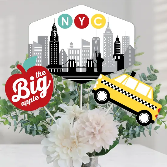 Big Dot of Happiness NYC Cityscape - New York City Party Centerpiece Sticks - Table Toppers - Set of 15 {1}