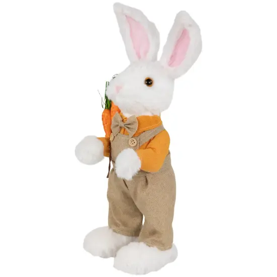 Northlight Plush Standing Boy Rabbit with Overalls Easter Figure - 15" - White and Tan {6}
