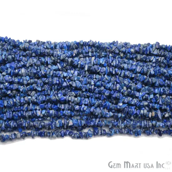 Lapis Chip Beads, 34 Inch, Natural Chip Strands, Drilled Strung Nugget Beads, 3-7mm, Polished, GemMartUSA (CHLP-70001) {3}