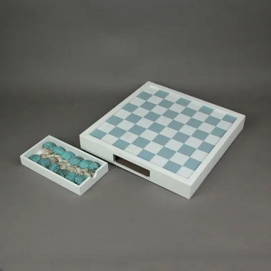 Coastal Themed Seashell Checkers Set With Game Board 13 Inches {6}