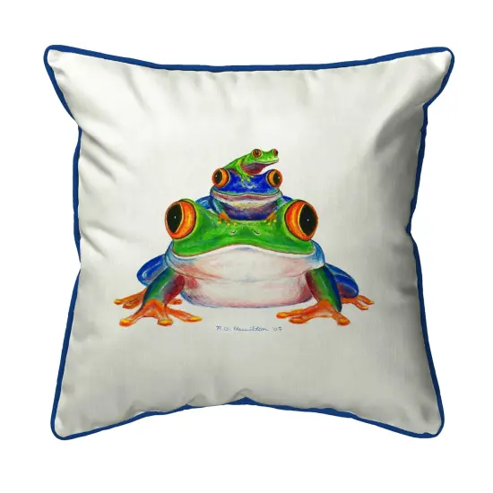 Betsy Drake Stacked Frogs Extra Large 22 X 22 Indoor / Outdoor Pillow {1}