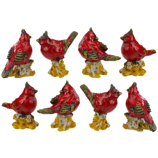 Northlight Cardinal Birds on a Stomp Christmas Figurines - 4.5" - Red - Set of 8 {4}