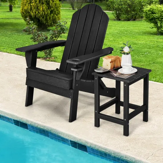 14 Inch Square Weather-Resistant Adirondack Side Table Black {6}