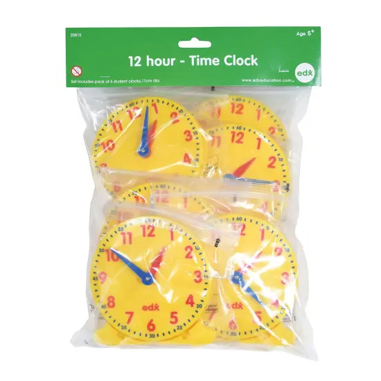 Geared 12-Hour Time Clock - Student Size - Set of 6 {2}