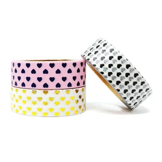Wrapables Masking Tape Washi Tapes Valentine Hearts Washi Tape Set of 3 Set 2 {3}