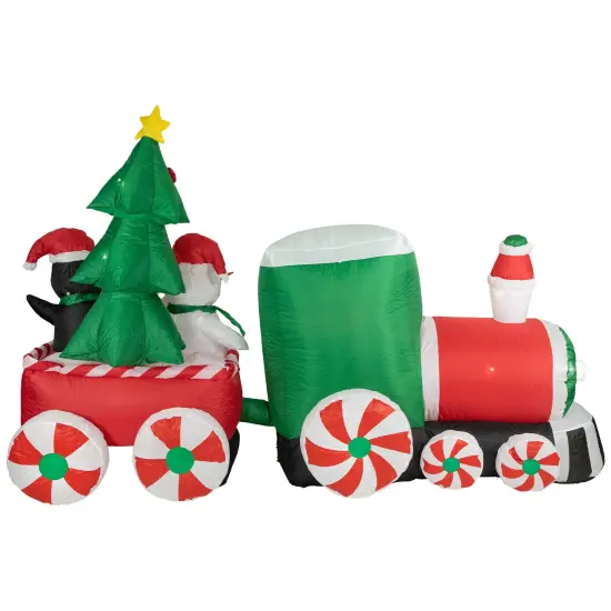 Northlight 8' Inflatable Train With Santa and Friends Outdoor Christmas Decoration Red {6}
