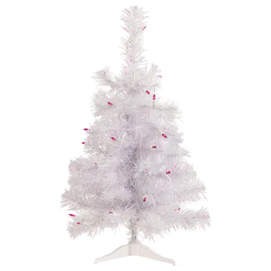 Northlight Pre-Lit Medium Rockport White Pine Artificial Christmas Tree - 2' - Pink Lights {3}