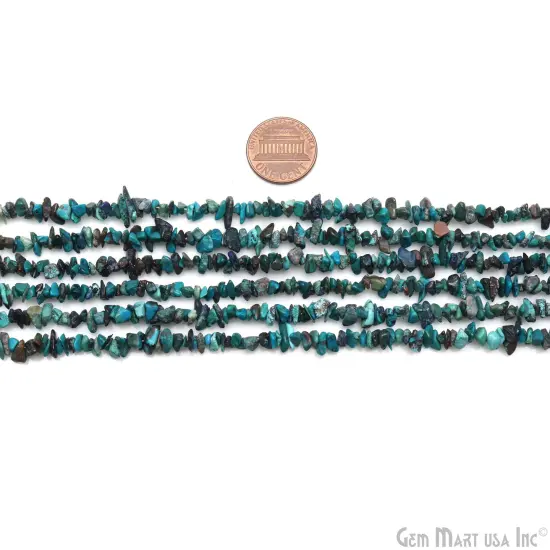 Chrysocolla Chip Beads, 34 Inch, Natural Chip Strands, Drilled Strung Nugget Beads, 3-7mm, Polished, GemMartUSA (CHCH-70001) {4}