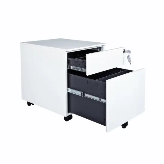 2 Drawer Mobile File Cabinet with Lock Metal Filing Cabinet for Legal File and Documents White {3}