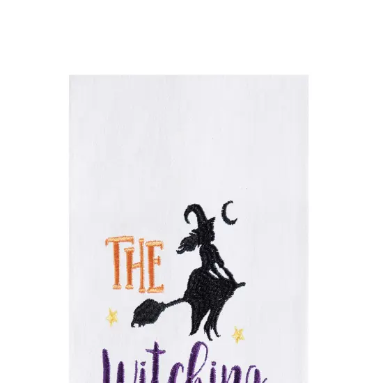 The Witching Hour Halloween Cotton Embroidered Flour Sack Kitchen Towel {3}