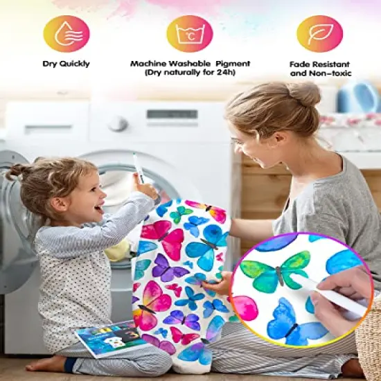 32-Color Fabric Markers Set - Permanent Fine Tip Art Pens, Child Safe & Non-Toxic for Canvas, Bags, T-Shirts, and Sneakers {6}