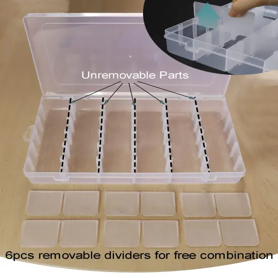 Tackle Box Organizer Plastic Organizer Boxes Large 18 Grids Compartment box with Dividers Clear Containers Jewelry Beads Storage {6}