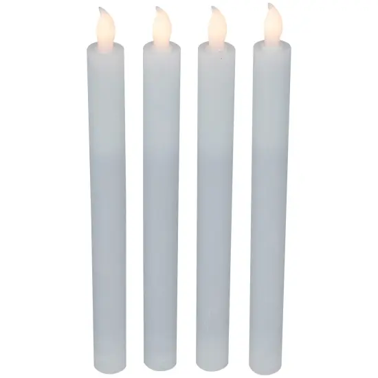Northlight Set of 4 Solid White LED Flameless Flickering Wax Taper Candles 9.5" {4}