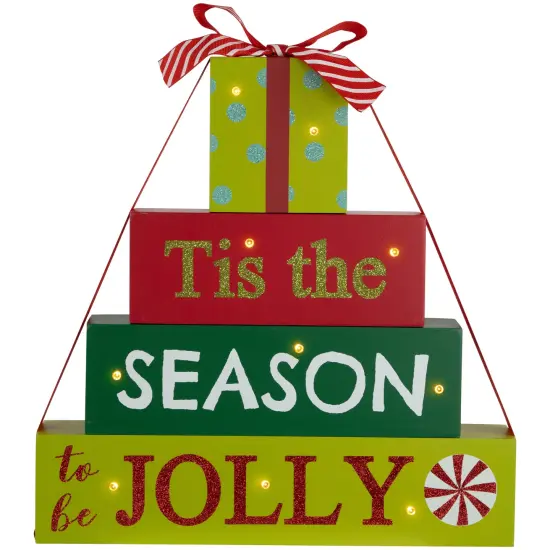 Northlight Lighted "Tis The Season To Be Jolly" Christmas Decoration - 11.75" Green {1}