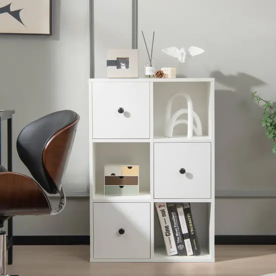 Engineered Wood 3-Tier Bookcase with Drawers for Living Room White {2}