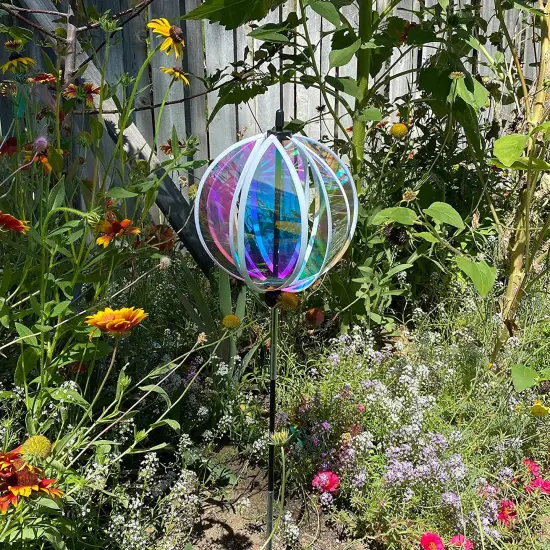 In the Breeze 2680 - 8.5 inch Iridescent Gazing Ball Spinner - Outdoor Garden Décor {2}