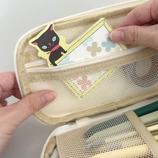 Wrapables Large Capacity Pencil Case, Expandable Pencil Pouch for Stationery Tools Khaki {3}