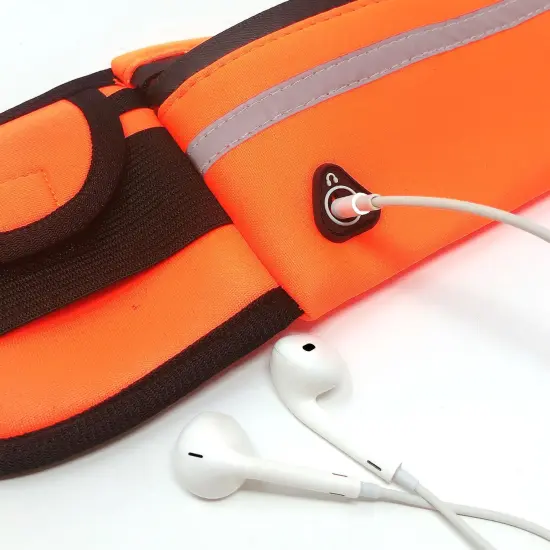 Wrapables Adjustable Neoprene Running Belt, Waterproof Fanny Pack, Workout Pouch for Running Jogging Hiking Orange {5}