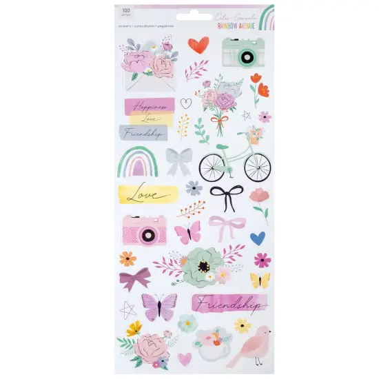 American Crafts Cardstock Stickers 6"X12" 100/Pkg-Rainbow Avenue {1}