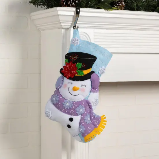 Bucilla Felt Stocking Applique Kit 18" Long-Jolly Top Hat Snowman {3}