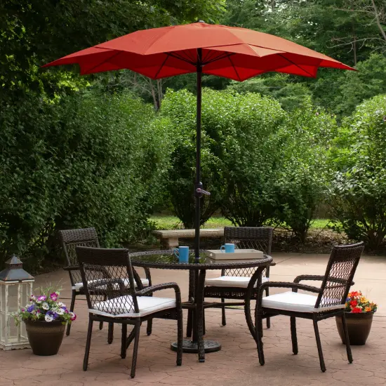 Northlight 8.85ft Outdoor Patio Lotus Umbrella with Hand Crank, Terracotta Orange {3}
