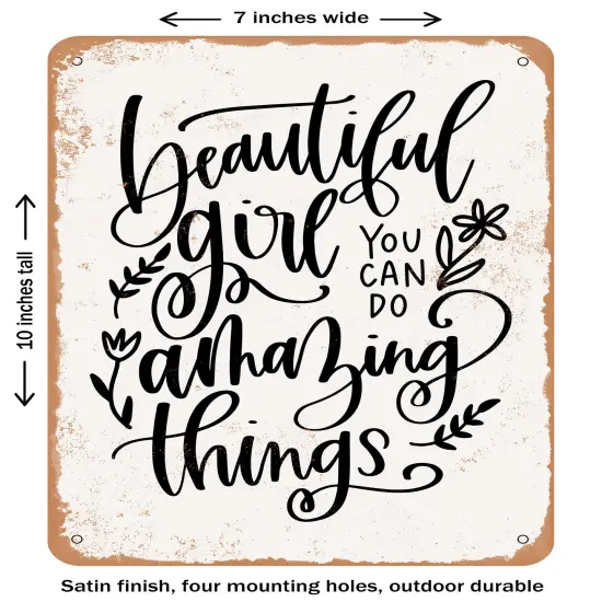 DECORATIVE METAL SIGN - Beautiful Girl- Vintage Rusty Look {2}