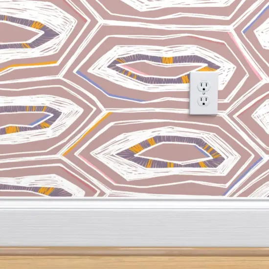 Pre-Pasted Wallpaper 2FT Wide Tortoiseshell Geometric Bold Abstract Hand Drawn Animal Print Hexagon Custom Pre-pasted Wallpaper by Spoonflower {4}