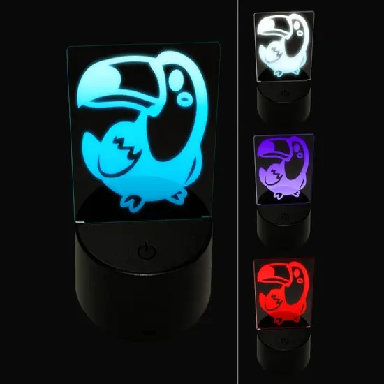 Kawaii Cute Toco Toucan Bird 3D Illusion LED Night Light Sign Nightstand Desk Lamp {1}