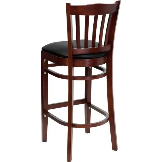 Emma and Oliver Vertical Slat Back Wooden Restaurant Dining Barstool NaturalWood {9}