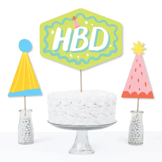 Big Dot of Happiness Party Time - Happy Birthday Party Centerpiece Sticks - Table Toppers - Set of 15 {6}