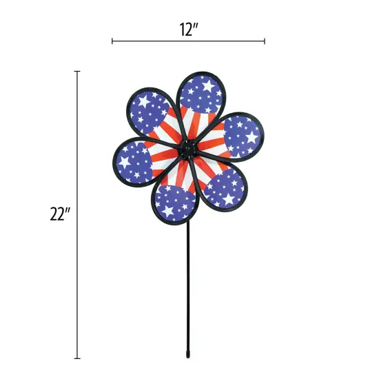 In the Breeze 2632 — 12-inch Patriot Star Flower Spinner, Garden Wind Spinner {5}