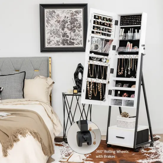 Jewelry Cabinet with Full Length Mirror White {2}