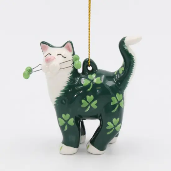 Ceramic Black Cat with Shamrock Design Ornament, Home D&eacute;cor, Gift for Her, Gift for Mom, Kitchen D&eacute;cor, Irish Saint Patrick&rsquo;s Day D&eacute;cor {3}