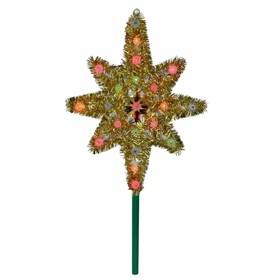 Northlight 21" Lighted Gold Star of Bethlehem Christmas Tree Topper - Multi-Color Lights {1}
