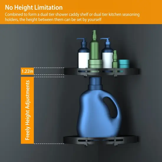 2Pcs Corner Shower Caddy Shelf Adhesive Bathroom Storage Racks {3}