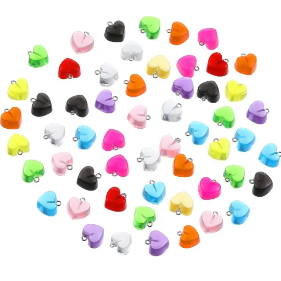 50 Pieces Gummy Heart Charms Pendant Colorful Love Heart Candy Valentine's Day Pendant Charm Keychains Necklace Earring Pendant for DIY Jewelry Crafts Supplies {6}