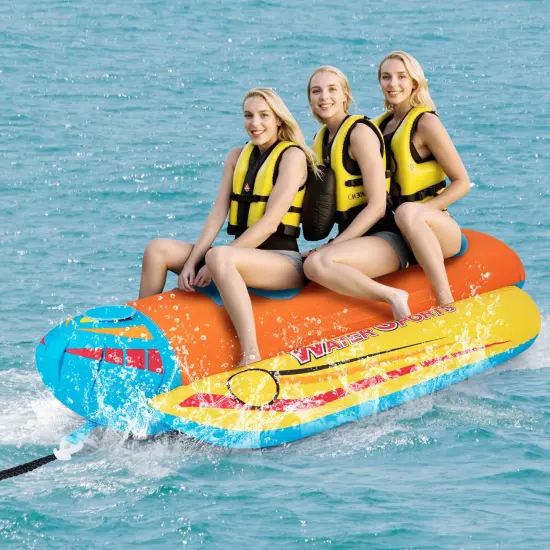 Costway 3-Person Inflatable Banana Boat with Boating & Water Sports 3 EVA-padded Seats {3}