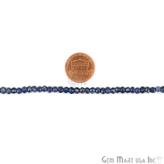 Iolite Rondelle Beads, 12.5 Inch Gemstone Strands, Drilled Strung Nugget Beads, Faceted Round, 3-4mm, GemMartUSA (RLIO-70002) {3}