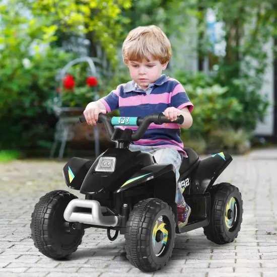 6V Kids Electric 4 Wheels Ride-On Toy with Wear-Resistant Wheels for Indoor Outdoor Use Black {2}