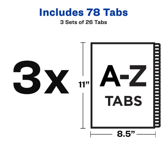 Avery Legal Exhibit Unpunched Dividers for Use with Any Binding System, Collated A-Z, 26 Side Tab Dividers Per Set, Helvetica Type, 3 Sets (21874) {2}