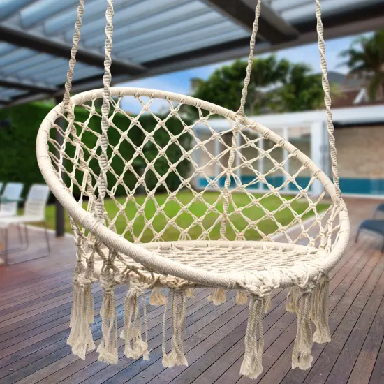 Sorbus Macrame Hanging Rope Chair {2}