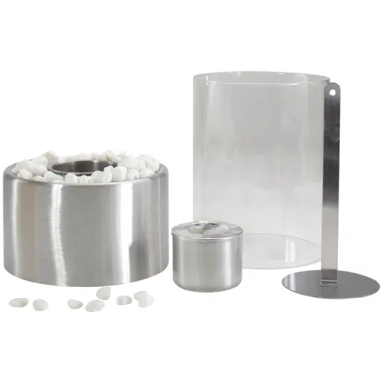 Northlight Bio Ethanol Round Portable Fireplace with Base - 10.5" - Silver {7}