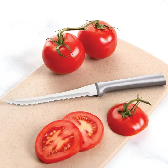 Rada Tomato Slicer Knife, Stainless Steel Cutlery, Hand-Sharpened, Double-Sided Serrated Blade and Solid Aluminum Handle {5}