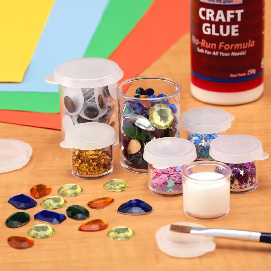 Creative Mark Assorted Pack of 14 Storage Cups - 8 Small 10 ml & 6 Large 45 ml Durable Clear Plastic Paint Containers with Lids for Artists, Students, Professionals {4}