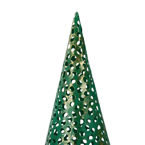 Northlight Christmas Cone Trees - 16" - Green and Gold - Set of 3 {3}